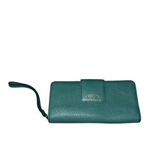 Fossil Turquoise Teal Leather Clutch Wristlet Wallet